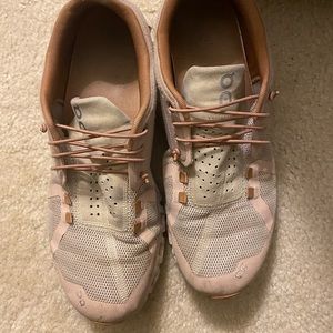 On cloud pink slip on tennis shoes